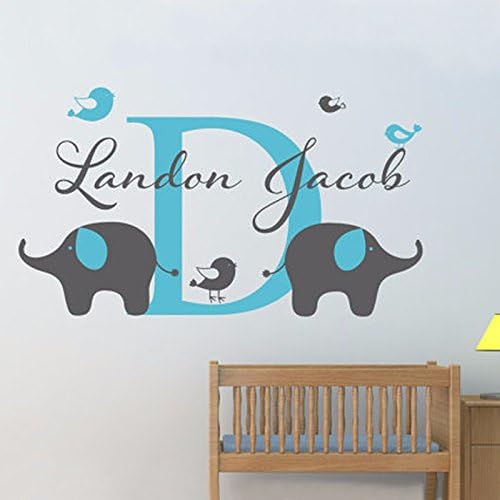 Custom-made Elephant Bird Personalized Name And Color Boys Wall Sticker Nursery Decor Vinyl Wall Stickers
