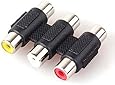 niceEshop Triple Female To Female 3 RCA Coupler Connector Adaptor,Black