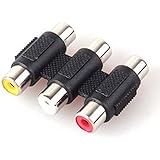 niceEshop Triple Female To Female 3 RCA Coupler Connector Adaptor,Black