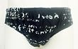 Nylon/Spandex Swimwear Bikini Brief with Inside Drawstring Seamless Front in Black/White Graffiti Sizes SM-XXL