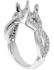 0.85 CT TW Round Cut Pave Set Diamond Semi Mount Ring in 14k White Gold