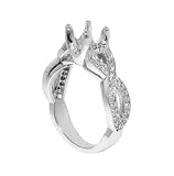 0.85 CT TW Round Cut Pave Set Diamond Semi Mount Ring in 14k White Gold