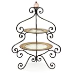 26" Elegant Two-Tiered Delicate Scroll Serving Tray