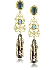 Julieli "Metaform" 18k Gold Blue Tourmaline, Smoky Quartz and Diamond Earrings