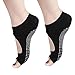 Sanwood Barre Sock Pilates Yoga Socks with Grip for Girl Women(2 Pairs Black)