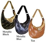 FUBU - Women's Logo Print Hobo: Metalic Black Hobo