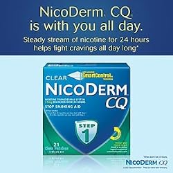Clear Nicoderm CQ 21 mg Nicotine Patch Smoking Cessation - 21 Patches (3 Weeks Supply) Step 1 - (2 Pack) Total 42 Patches