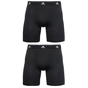 adidas Men's Sport Performance Climalite 2-Pack Boxer Brief, Black/Black, Medium