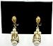 Gold Plated Clustered Faux Pearl Bell Teardrop Earring with Cubic Zirconia Gemestones - Fashion Earrings
