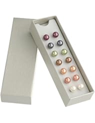 Set of 7 Shell Pearl Stud Earrings Set with Sterling Silver Post and Backs (10-10.5mm)