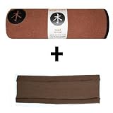 Wood Yogitoes mat size SKIDLESS yoga towel + brown hband stretchy headband combo by Absolute Yogi