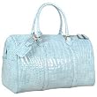 Fontanelli Shiny Sky Blue Croco Leather Travel Bag