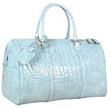 Fontanelli Shiny Sky Blue Croco Leather Travel Bag