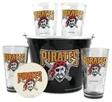 Pittsburgh Pirates Pint Glasses and Beer Bucket Set | MLB Pittsburgh Pirates Gift Set
