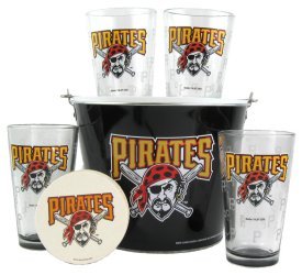 Pittsburgh Pirates Pint Glasses and Beer Bucket Set | MLB Pittsburgh Pirates Gift Set