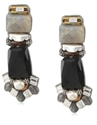 Ranjana Khan The Celestina Labordorite and Onyx Clip-On Earrings