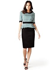 Per Una Cotton Rich Mirror Print Peplum Shift Dress