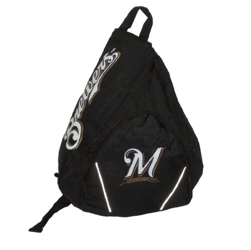 Milwaukee Brewers MLB Baseball Team Sling Shoulder Sports Bag / Athletic Backpack - Black (Size: one size )