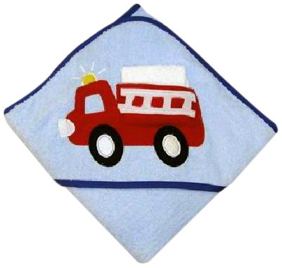 Mullins Square Firetruck Hooded Light Blue Towel with Washcloth
