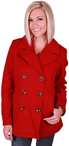 Kristen Blake Australian Wool Blend, Double Breasted Peacoat (Small, Red)