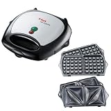 T-Fal 2-square Avante Sandwich and Waffle Maker, Brushed Stainless and Black