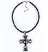 Qiyun (TM) Black Leather Rope Cord Tibet Silver Cross Faith Pendant Sautoir Necklace