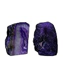 Brazilian Purple Polished Agate Geode Bookends with Crystals
