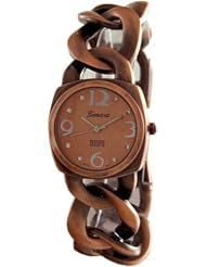 Mark Naimer Womens Fashion Watch in Rose Gold and Black Blend Color Link Band