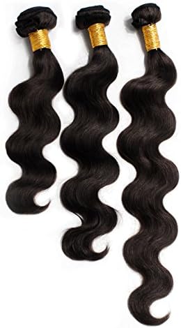 Tianjun Hair 3 bundles Brazilian 6A Top Quality Virgin Remy Human Hair Extensions Body Wave Mixed Length Human Hair 50g/pc total 150g (10 12 14, #Natural Black)