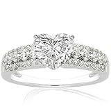 0.85 Ct Heart Shaped 3 Row Round Petite Diamond Engagement Ring Pave Set SI2 GIA