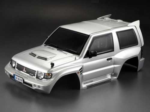 Killerbody #48402 MITSUBISHI PAJERO EVO 1998 Finished Body Silver (Printed) Light buckets assembled