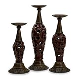 IMAGE OF New Detailed Cinnabar Ceramic And Metal Candlesticks Set Of Three High Quality Modern Design Popular