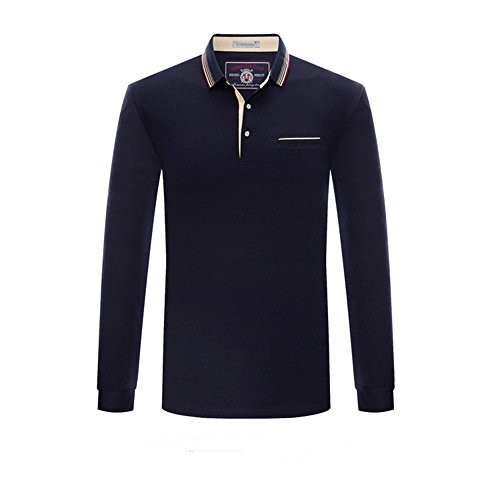 Men's Business Polo Shirt Long Sleeve Collared T-Shirt