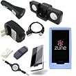Ultimate Premium Accessory Bundle Combo for Microsoft Zune HD 16GB / 32GB Series MP3 Player: Blue Silicone Skin Case Cover, USB 2in1 Data Sync Cable, USB Car Charger, USB Wall / Travel / AC Adapter Charger, 3.5mm Auxillary Retractable Cable, Belt Clip, Armband, Portable Foldable Speaker Dock, and a Screen Protector