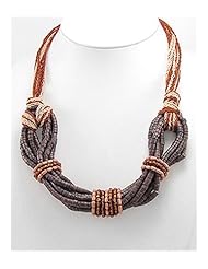 Brown Seed Beads Necklace In Zinc