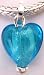 Silver Plated Glass Heart Charm Dangle Fits Pandora Blue