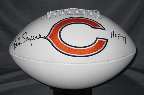 GALE SAYERS SIGNED AUTOGRAPHED CHICAGO BEARS LOGO FOOTBALL W/ HOLOGRAM + COA