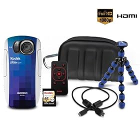 KODAK Burton Pack: Playsport II Zx5 Pocket Camcorder in blue, memory card, tr