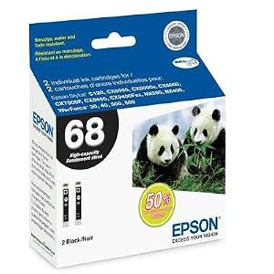 Epson 68 DURABrite Ultra High-Capacity Black Ink Cartridges Dual Pack  (T068120-D2)