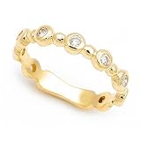 14k Yellow Gold Bezel set Diamond Semi Eternity Band Ring (G-H/SI, 1/3 ct.)