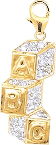 14k Gold Diamond Baby Blocks Charm (1/10 cttw)