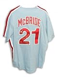 Bake McBride Autographed/Hand Signed Philadelphia Phillies Throwback Blue Majestic Baseball Jersey w
