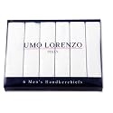 6 Pack Hankies Handkerchief by Umo Lorenzo - White Cotton