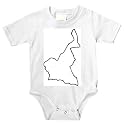 Onesie with Cameroon, Africa, map, "black and white", outline, area, geograpy, region, land