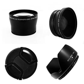 72mm 0.43x WIDE Angle + Macro + 2X Telephoto Tele Conversion LENS Kit + hood + cap