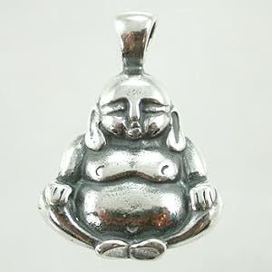 Happy Fat Buddha Pendant in Sterling Silver, #9027
