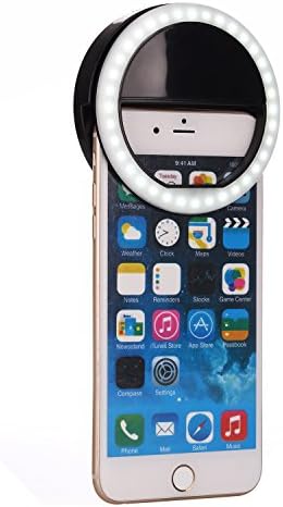 Powerful Brightness Selfie Ring LED Light Self-timer Lamp Night Shoot Smartphone Tablet Android iPhone Galaxy iPad (Black)