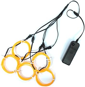 Efrank 5 X 1m Bright Neon Glowing Strobing Electroluminescent Wires / El Wire for Parties, Halloween, Automotive, Advertisement Decoration (Yellow)