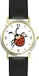 Ladybug (Ladybird) Insect - Animal - WATCHBUDDY&reg; DELUXE TWO-TONE THEME WATCH - Arabic Numbers - Black Leather Strap-Size-Children's Size-Small ( Boy's Size & Girl's Size )