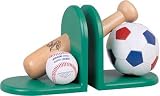 bookends - solid wood - baseball and soccer - green (green) (7.5